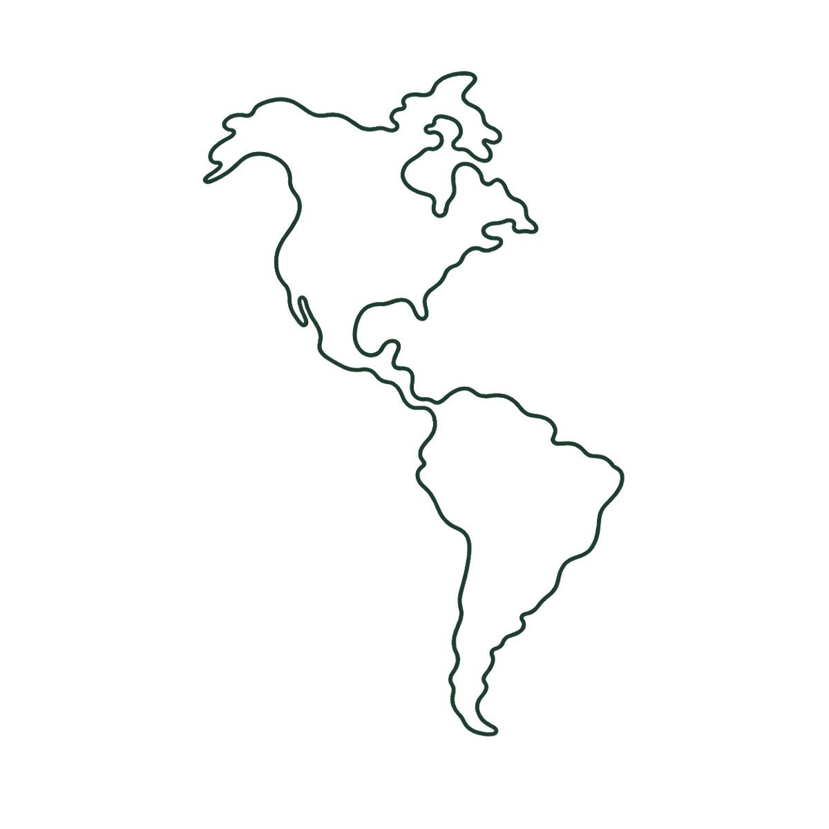Lijnillustratie van het continent Amerika
