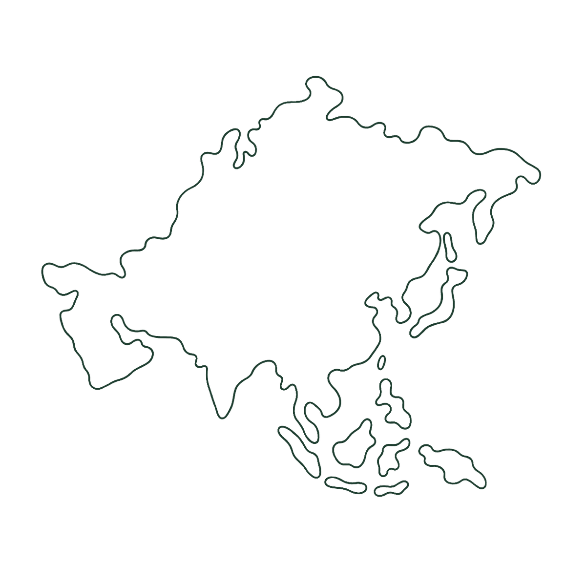 Lijnillustratie van het continent Azië