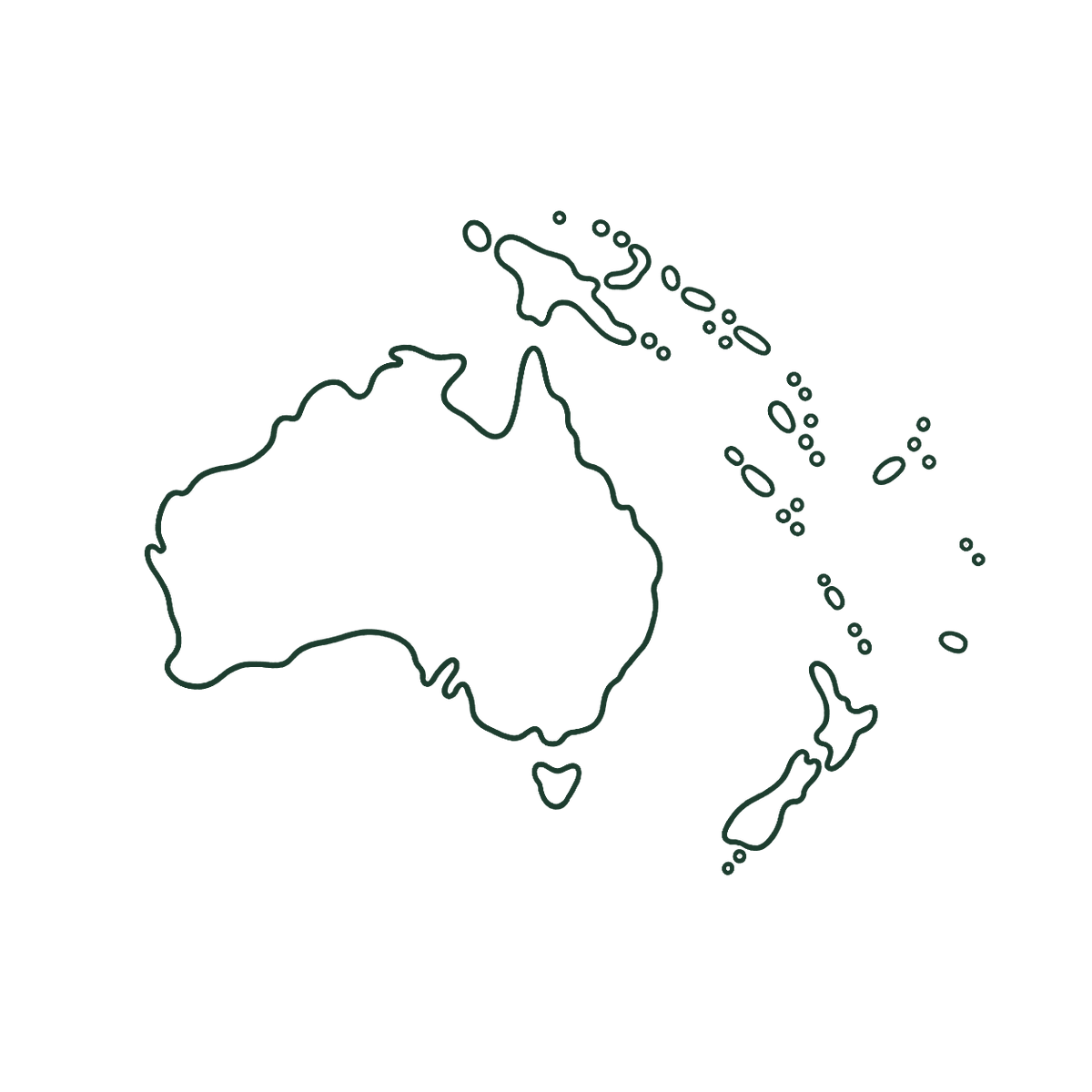 Lijnillustratie van het continent Oceanië