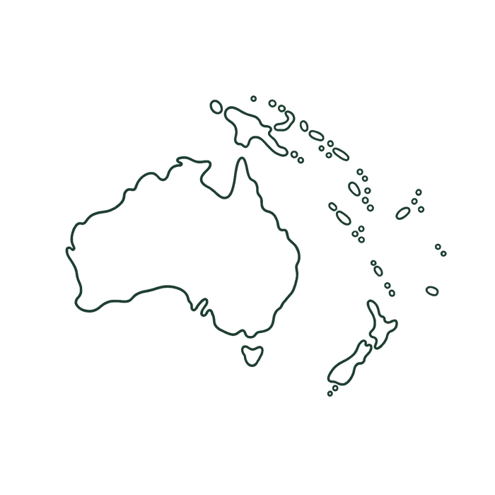 Lijnillustratie van het continent Oceanië