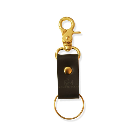 Leren sleutelhanger, zwart